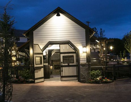 Mill Plaza at Night - Private outdoor venue at Gardner Village 