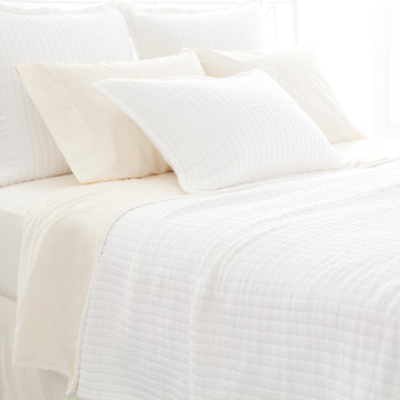 Basic White Coverlet - Basic stripe white lightweight coverlet 
