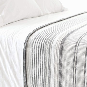 Gray and White Striped Blanket - Gray and White Striped Blanket 