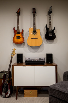 Down to Earth Projects | Castlefield Lane - Music room Contemporary white faced cabinet 