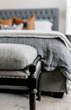 Down to Earth Projects | Jalais Lane - Bedroom bench tufted headboard 