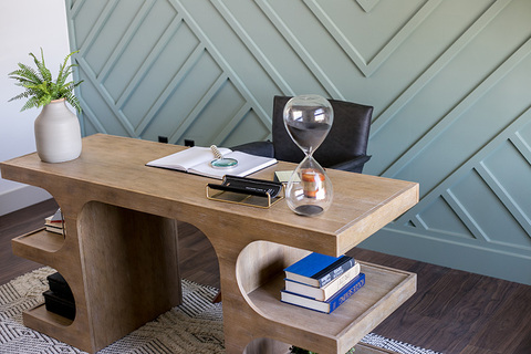 Down to Earth Projects | Urban Ridge Road - Patterned accent wall office modern desk 