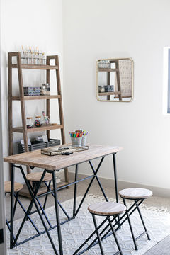 Down to Earth Projects | Urban Ridge Road - Craft room shelving metal framed table and stools 