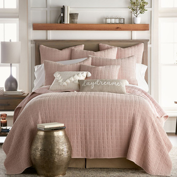 Mills Waffle Blush Quilt Set - blush quilt set waffle weave 