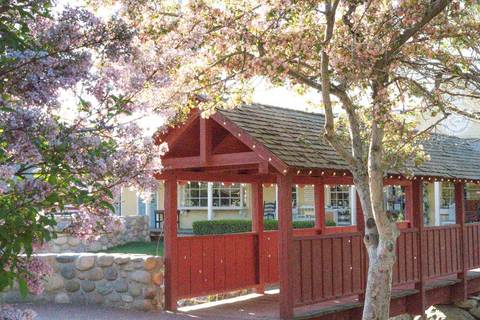 Gardner Village During Spring - bridge over water during spring at gardner village 