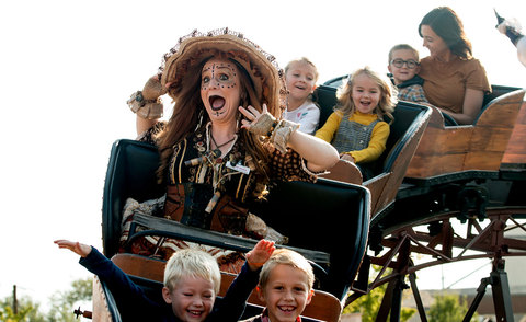 Gardner Village Witchees - Voo doo Velda the Gardner Village Witch on a rollercoaster 