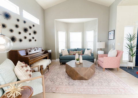 Down to Earth Projects | Draper Residence - living room with piano 