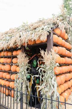 Gardner Village Witch Displays - pumpkin house and witch display 