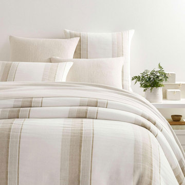 Napa Striped Duvet Cover - striped duvet cover on bed 
