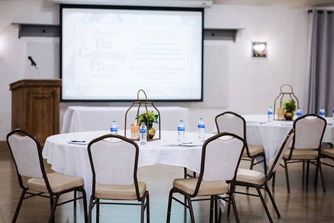 The Gathering Place Corporate Events - screen and podium 