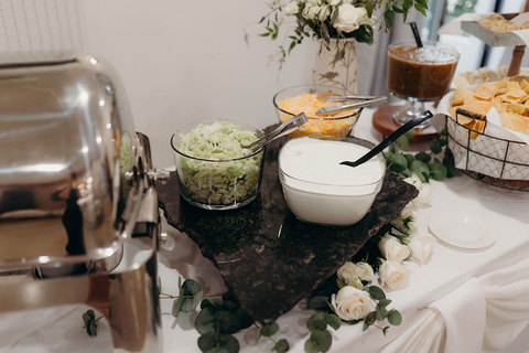 Weddings at The Gathering Place - reception food with taco barr 