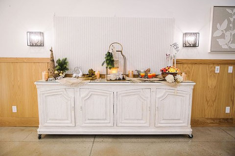 Holiday Parties at The Gathering Place at Gardner Village - holiday decor on a cabinet 