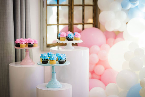 Baby Shower at The Gathering Place - baby shower cupcakes and balloons 