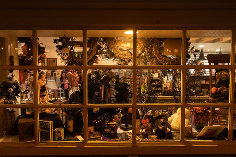 Gardner Village During WitchFest - shopping window during witchfest 