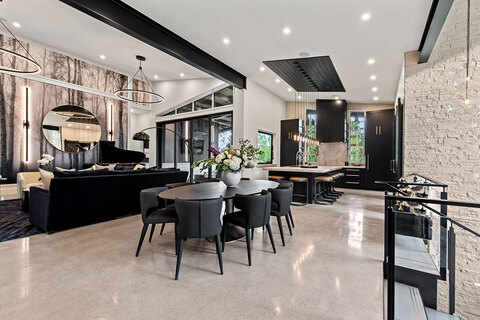 Down to Earth Projects | Park City Parade with Riverwood Interiors - modern living space in black in park city home 