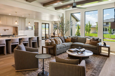 Down to Earth Projects<br>Symphony Homes Parade Ninth + North Design - large family room next to kitchen 