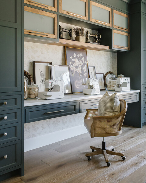 Down to Earth Projects | Utah Valley Parade at The Legacy at Meadow Ridge - Down to Earth Projects | Utah Valley Parade at The Legacy at Meadow Ridge - sewing nook with sewing machines and cabinets