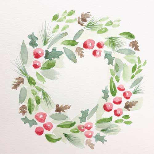WATERCOLOR WREATH WORKSHOP <BR>THE ART COTTAGE