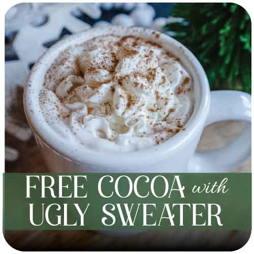 get free hot cocoa with an ugly sweater get free hot cocoa with an ugly sweater