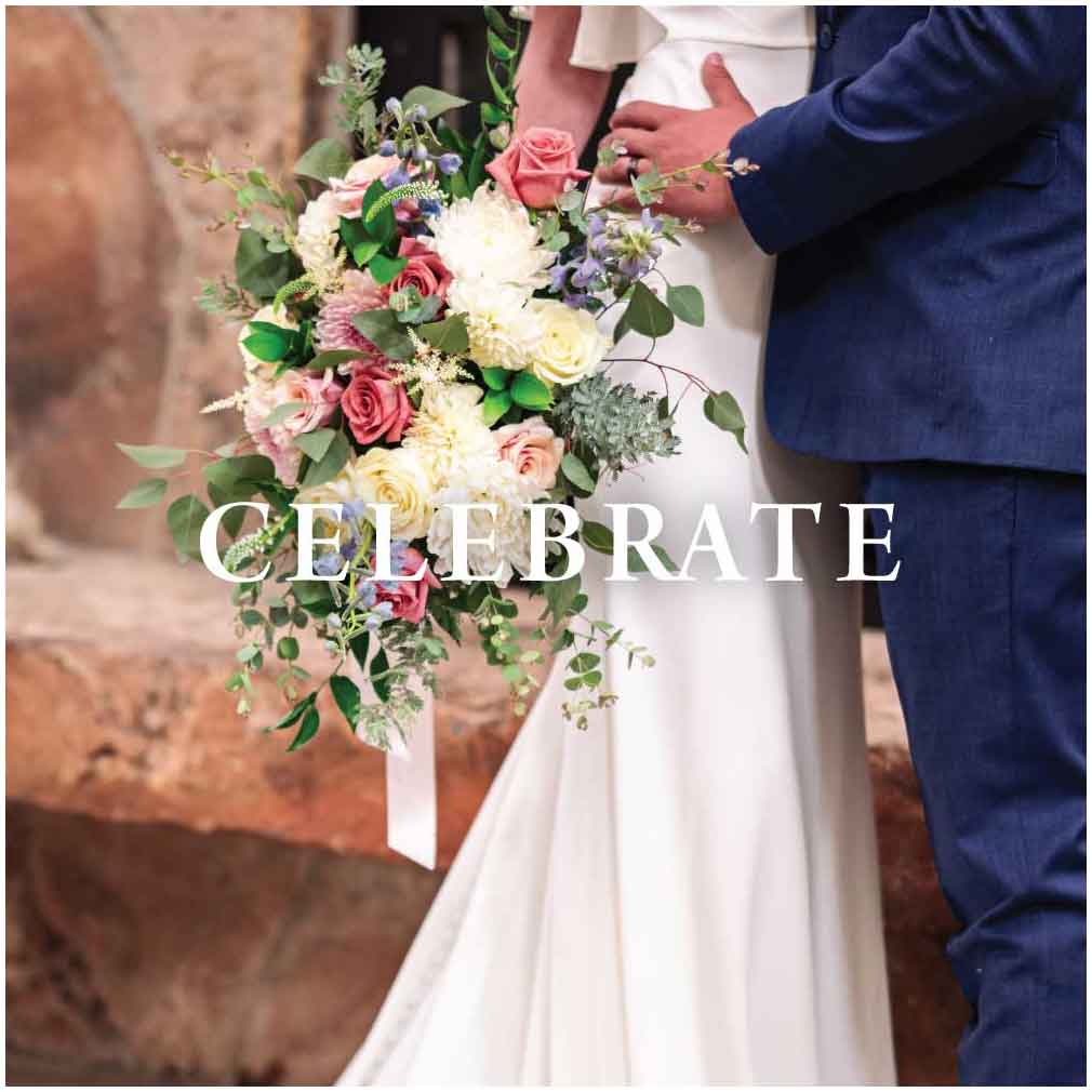 bride and groom at wedding at gardner village