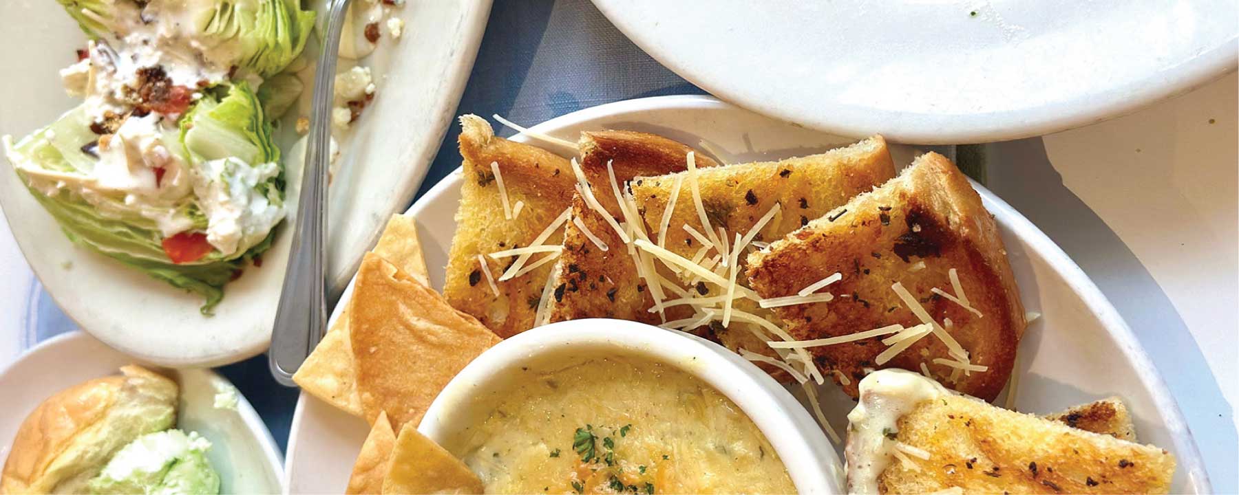 Archibalds spinach dip and wedge salad