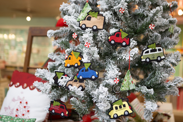 felt cars and trucks christmas ornaments 