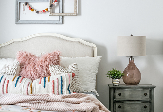 blush colored bedroom