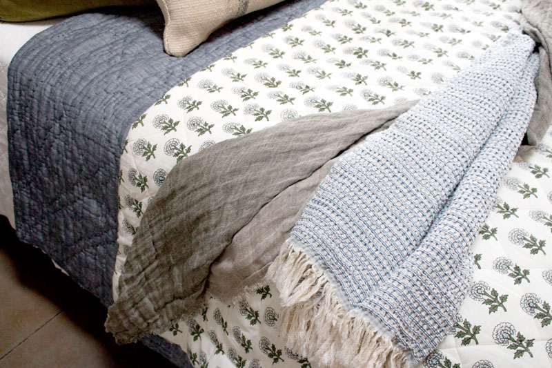 green and blue bedroom