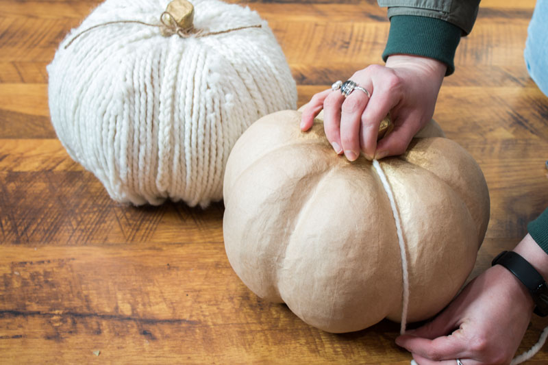 yarn wrapped pumpkin