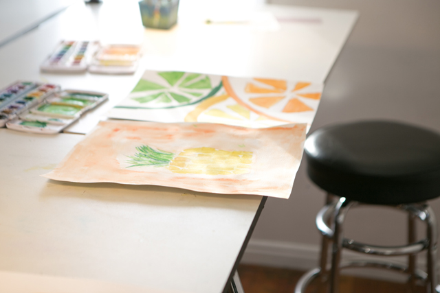 watercolor painting citrus pineapple