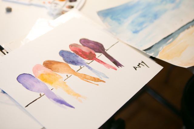 birds on a wire watercolor