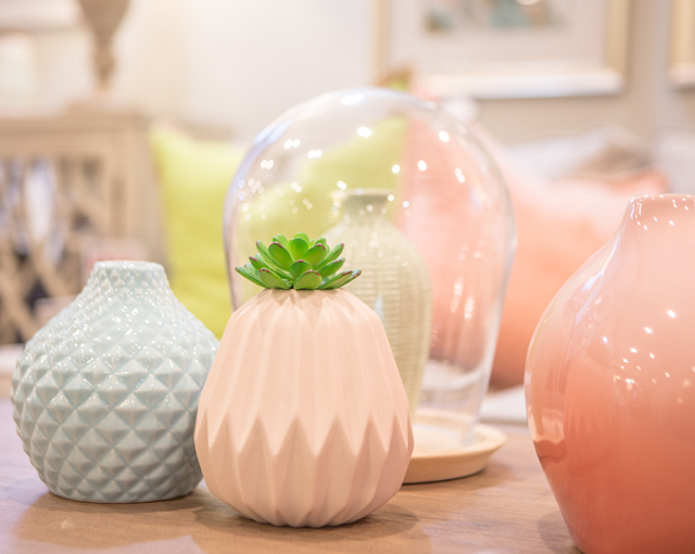 light pink and light blue vases