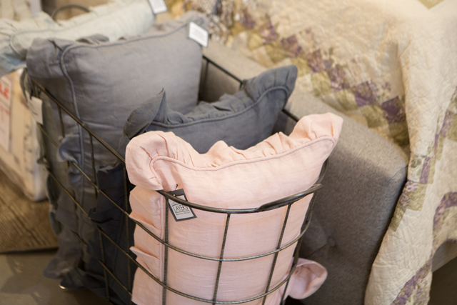 ruffled throw pillows pink gray