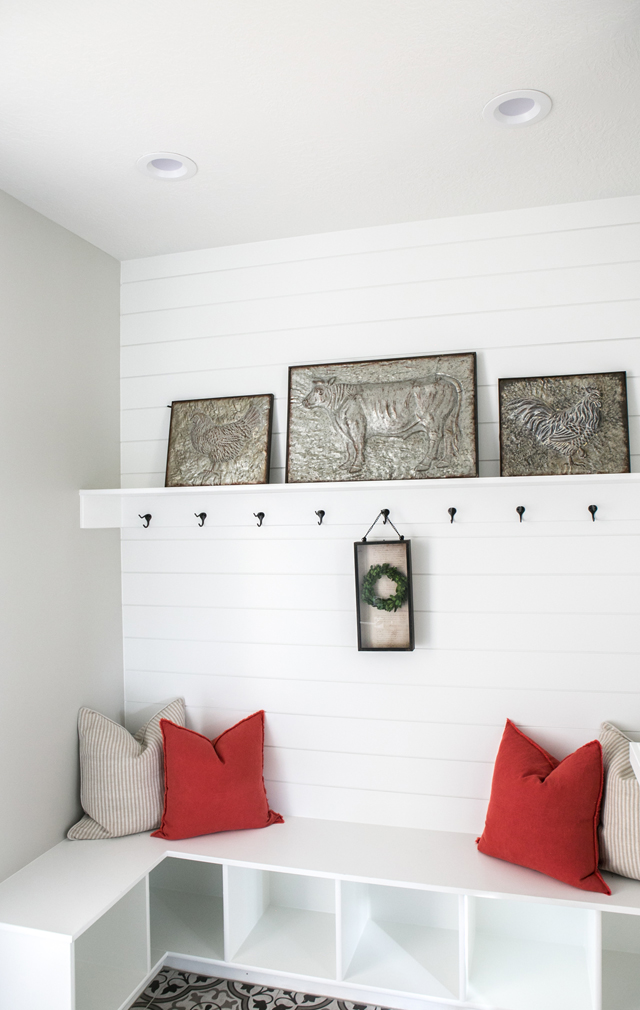entryway mudroom bench farmhouse shiplap