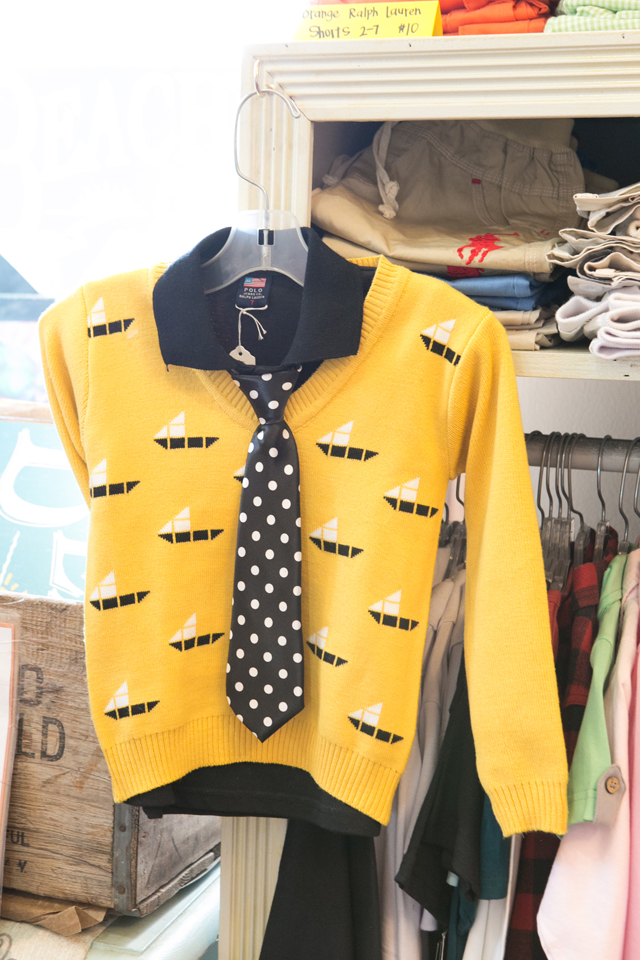 yellow sweater and tie for boy