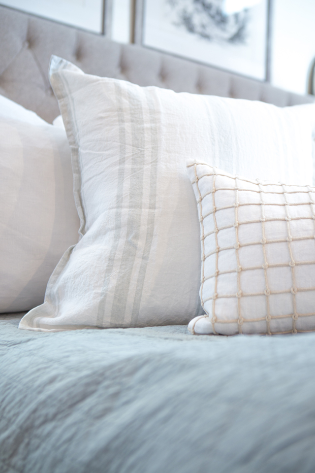 white and seaglass bedding