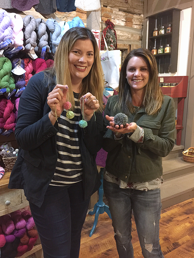 pom pom making at Willow Hill Yarn Company