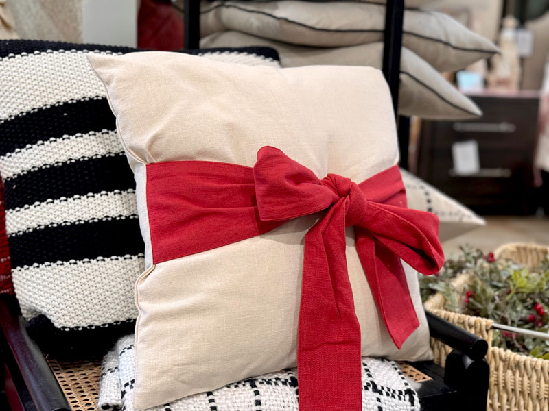 bow accent pillow
