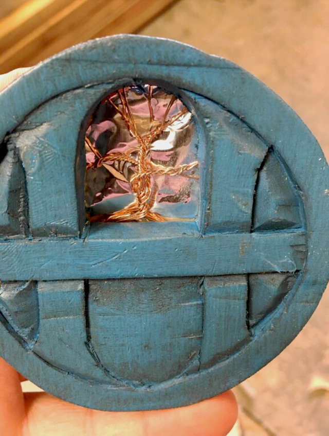 carved wooden door for fairies