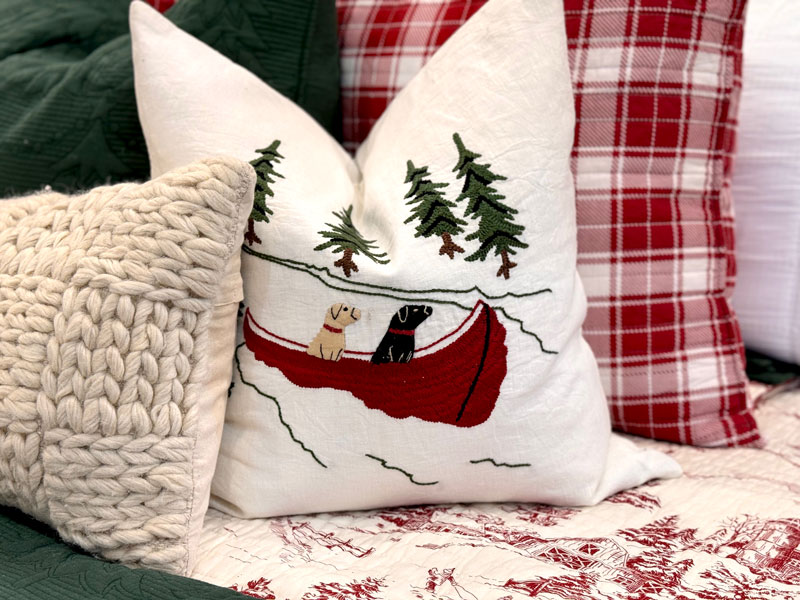 dog christmas pillow